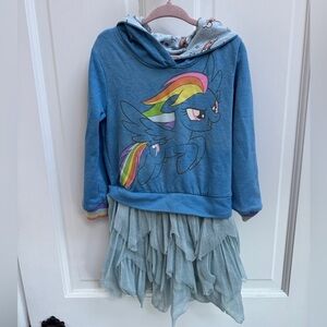 Pony Movie 3T Girls Blue My Little Pony Long Sleeve Hooded Sweatshirt Dress